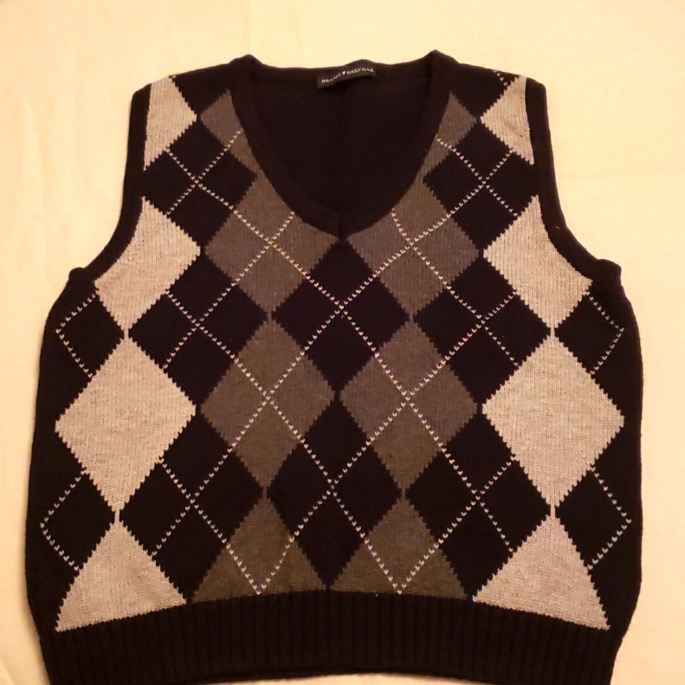 Cotton knit argyle vest by Brandy Melville, size 160 cm/14 (US)